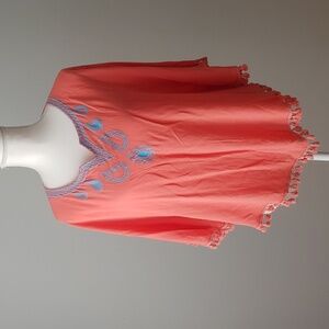 Kori | Peach Tassle Fringe Tunic Top